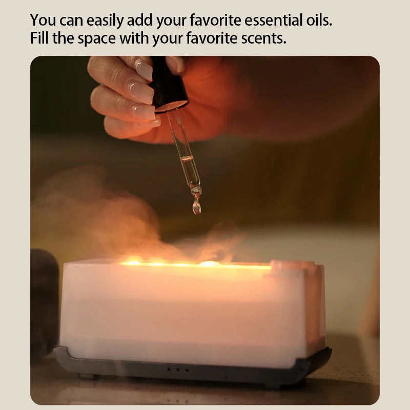 Difusor de Aromas com Efeito de Chama Colorida – Humidificador de Ar Ultrassónico com Temporizador e Aromaterapia