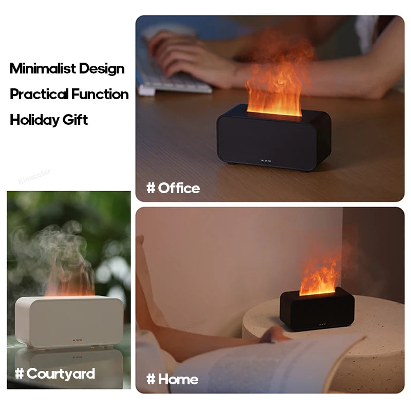 Difusor de Aromas com Efeito de Chama Colorida – Humidificador de Ar Ultrassónico com Temporizador e Aromaterapia