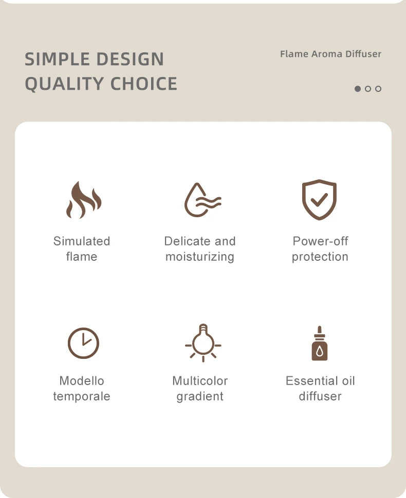 Difusor de Aromas com Efeito de Chama Colorida – Humidificador de Ar Ultrassónico com Temporizador e Aromaterapia