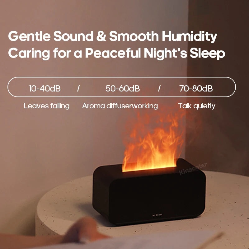 Difusor de Aromas com Efeito de Chama Colorida – Humidificador de Ar Ultrassónico com Temporizador e Aromaterapia