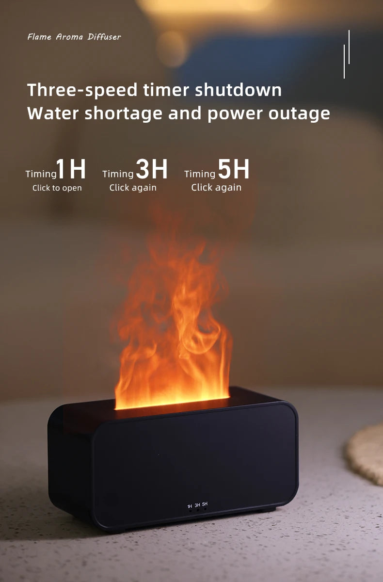 Difusor de Aromas Ultra sônico com Efeito de Chamas - Relaxamento e Aromaterapia