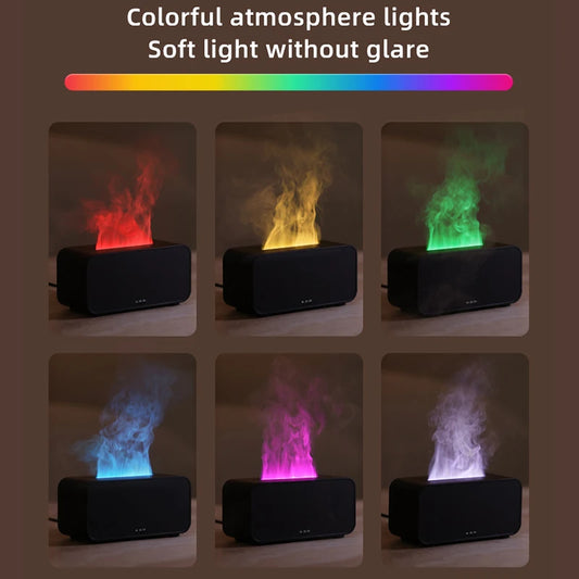 Difusor de Aromas com Efeito de Chama Colorida – Humidificador de Ar Ultrassónico com Temporizador e Aromaterapia