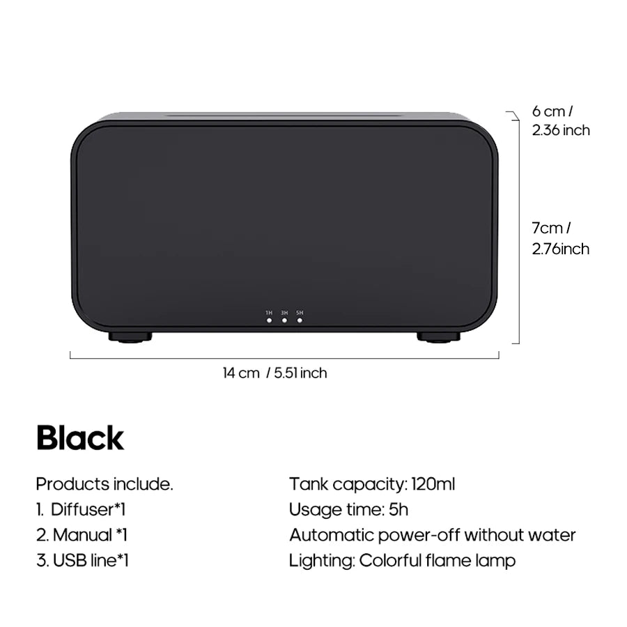 Difusor de Aromas Ultra sônico com Efeito de Chamas - Relaxamento e Aromaterapia